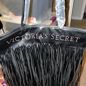 Black Victoria's Secret Fringe Tote Bag